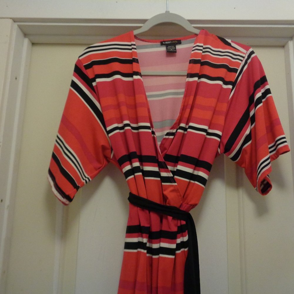 DESIGNER ROBERT LOUIS STRIPES DRESS M - Picture 3 of 5